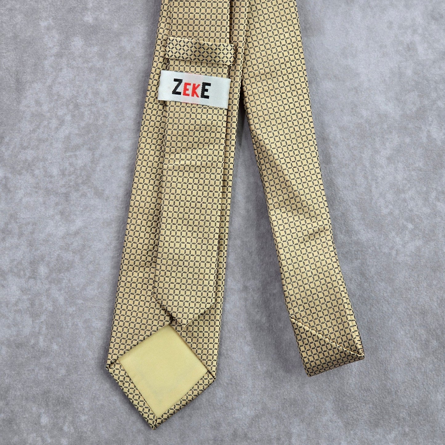 Zeke Gold Gray Geometric Square Silk Executive Neck Tie Men's