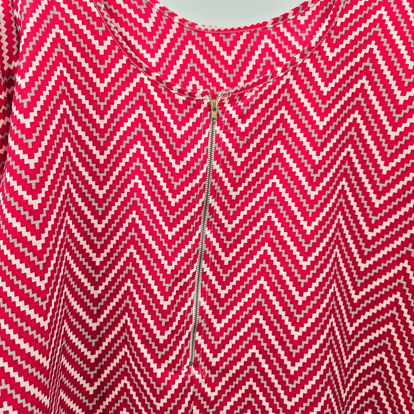 Live 4 Truth Red White Chevron Knee Length Zipper Dress Plus 1XL