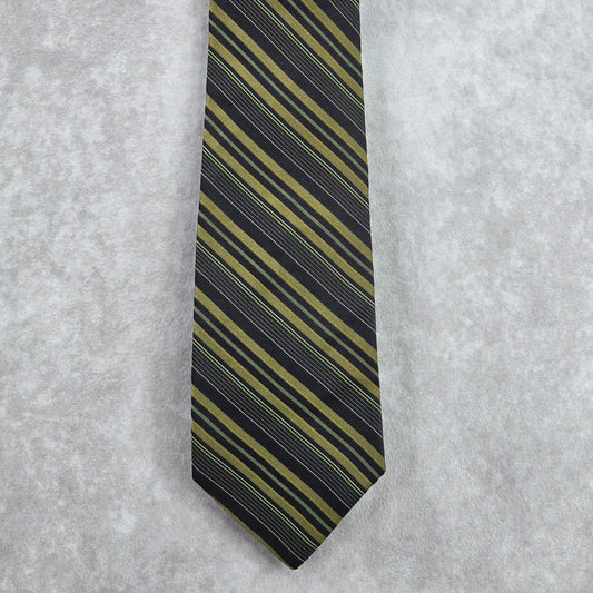 J. Ferrar USA Black Gold Striped Geometric Repp Executive Silk Neck Tie Men's