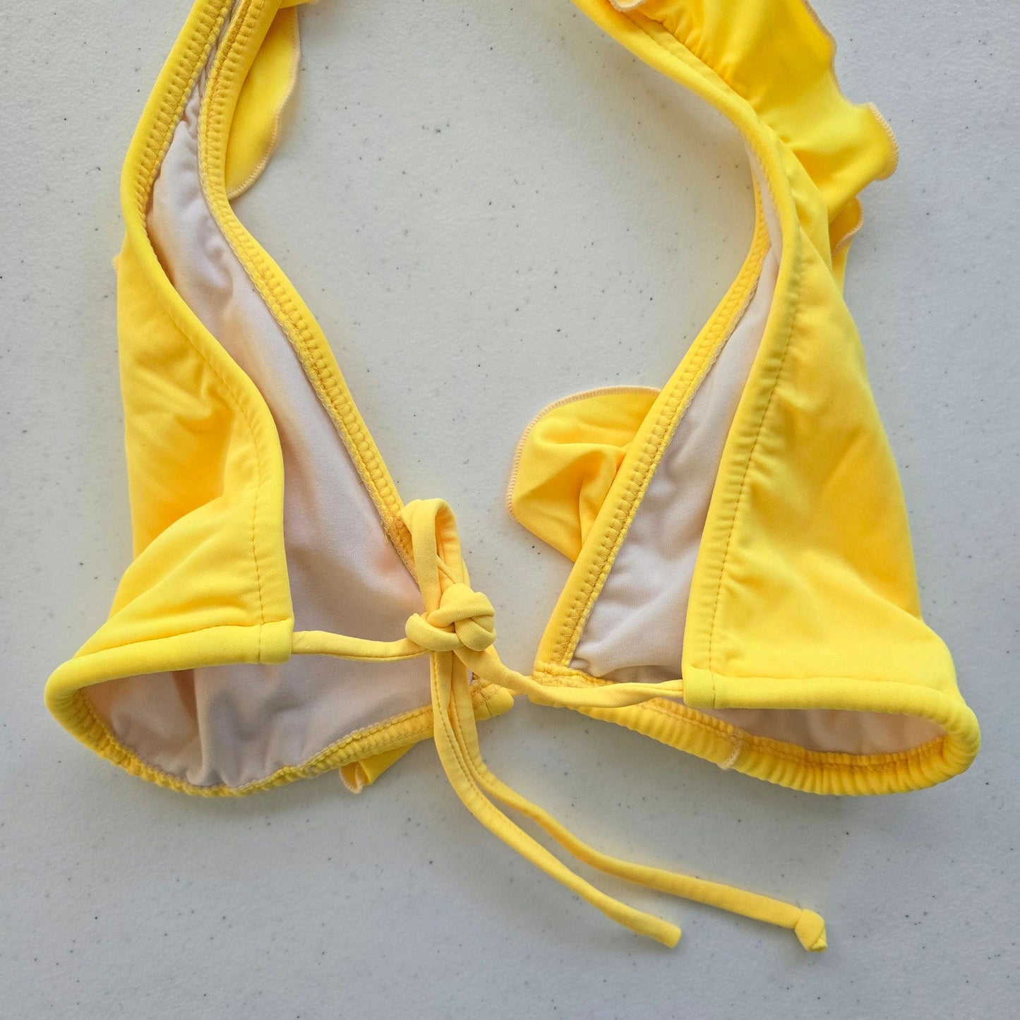 Old Navy Yellow Halter Tie String Ruffle Triangle Bikini Top Swimwear 1XL