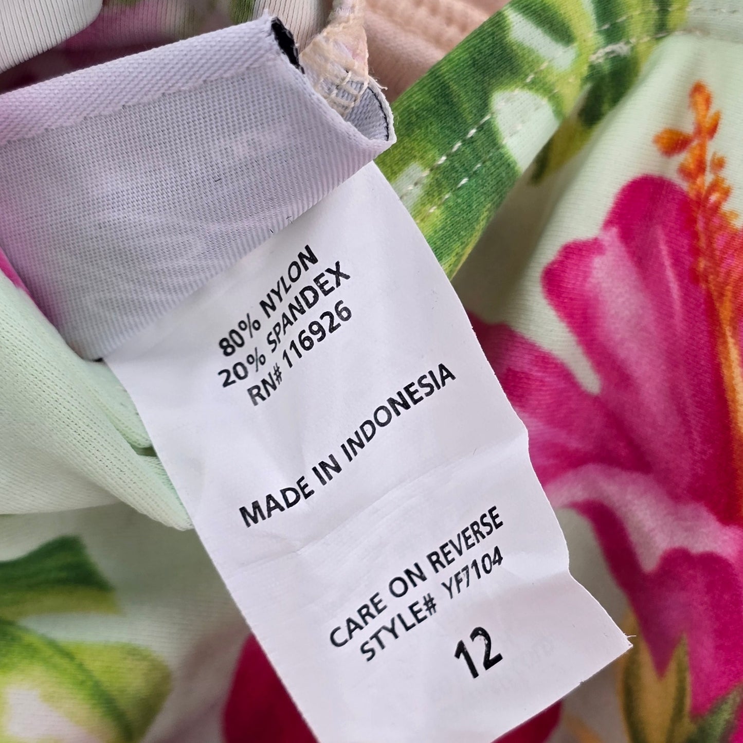 137. Your Best Look Cropped Green Pink Floral Tank Top Padded Tankini 12 Large