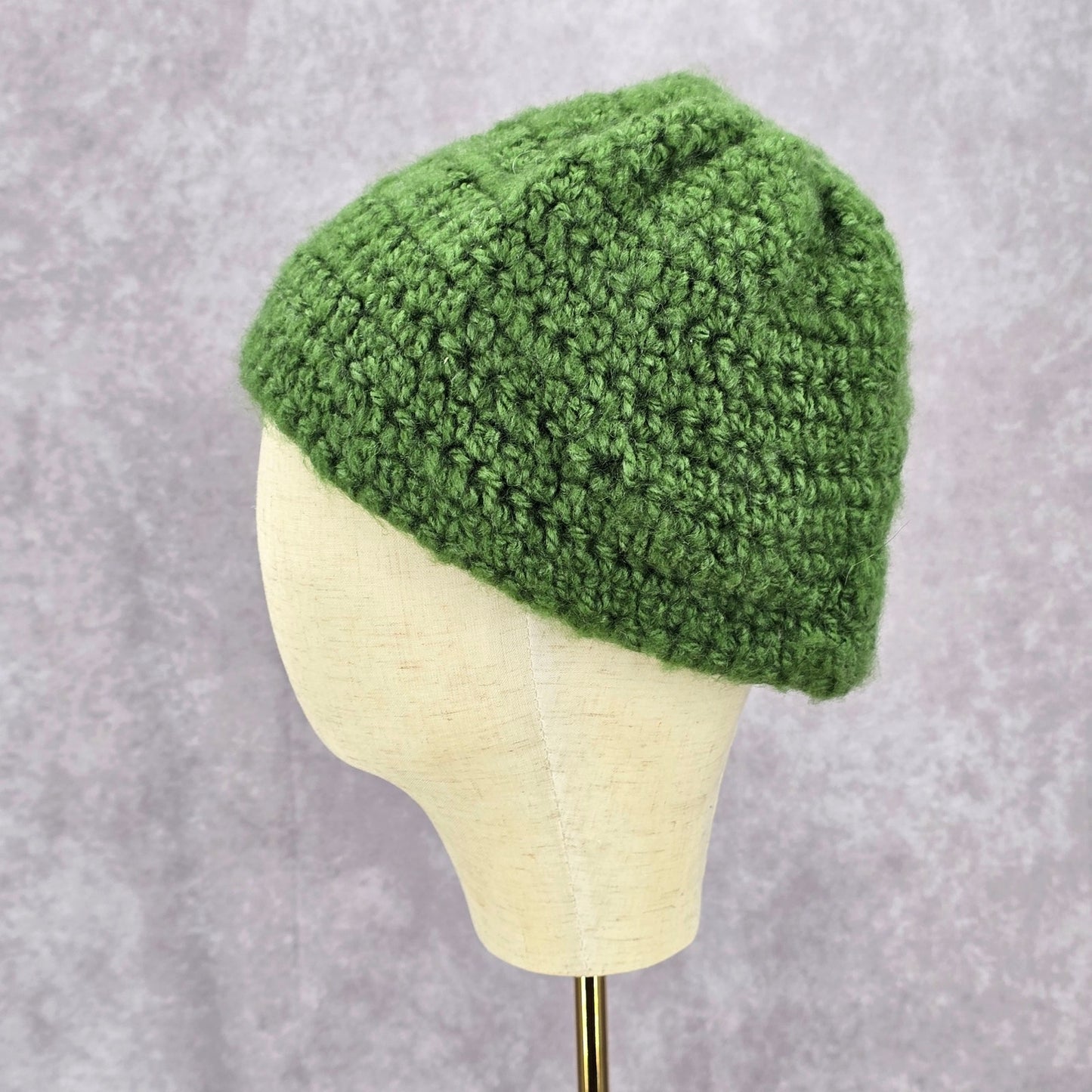 Green Crochet Knit Bucket Cap Hat Fun Vintage Y2K Funky Beanie