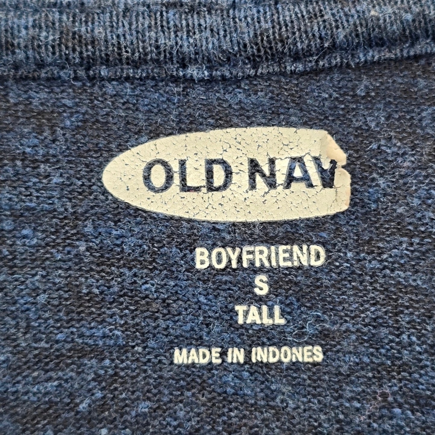 Old Navy Blue Long Sleeve Heather Boyfriend Tall Top Small