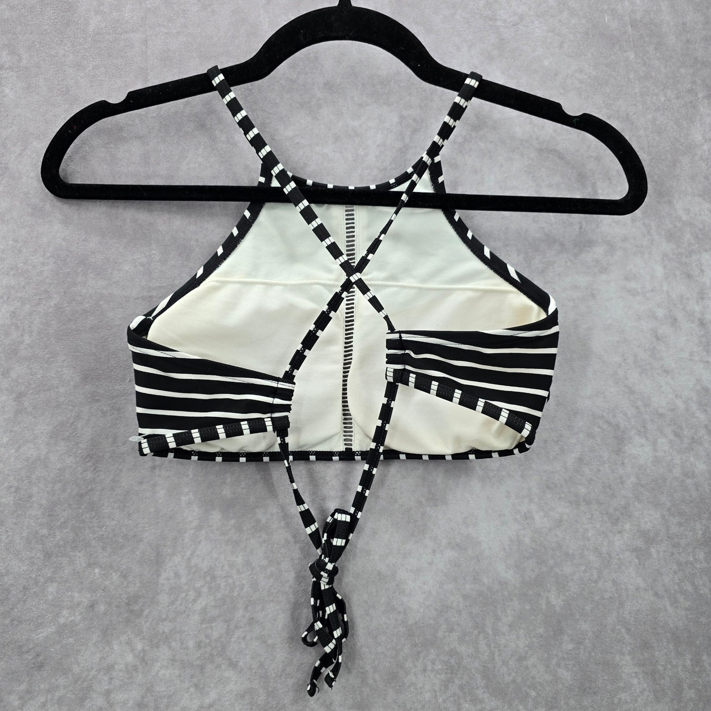 Xhilaration Black White Stripe Padded Crisscross Bikini Top Swimwear Medium