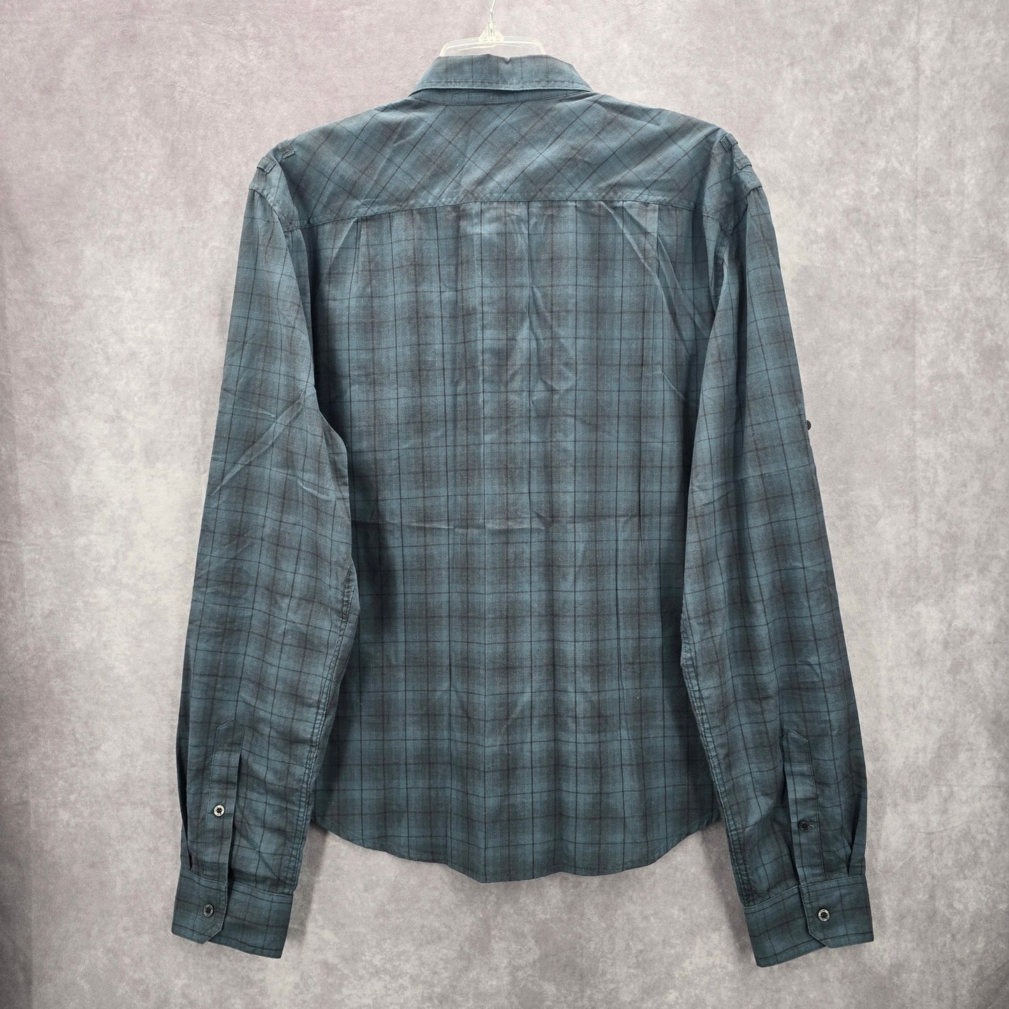 Calvin Klein One Jeans Blue Plaid Button Down Long Sleeve Work Casual Shirt XL