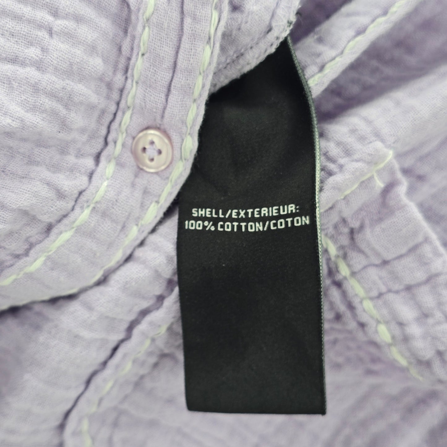 7 for all Mankind Purple Long Sleeve Stitched Crop Button Cotton Top Medium