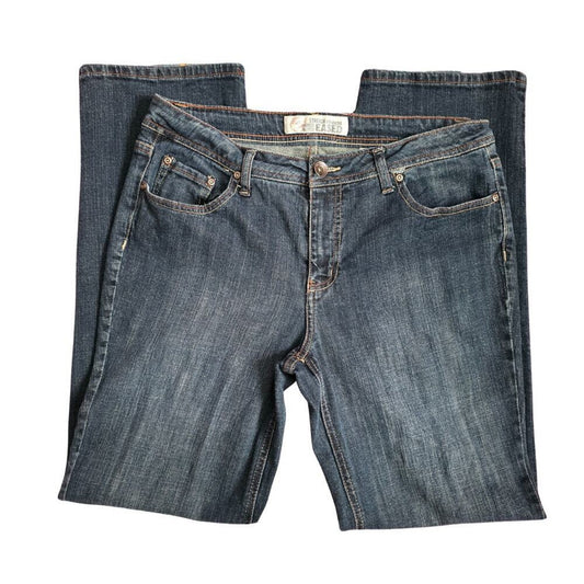 Faded Glory Dark Blue Straight Stretch Eased Jeans Denim Bottom Size 10 Average