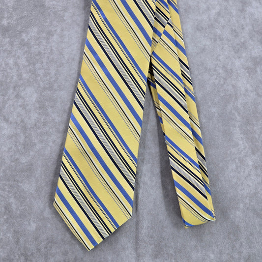 Lord & Taylor Metropolitan Yellow Stripe Executive 100% Silk Men's Neck Tie