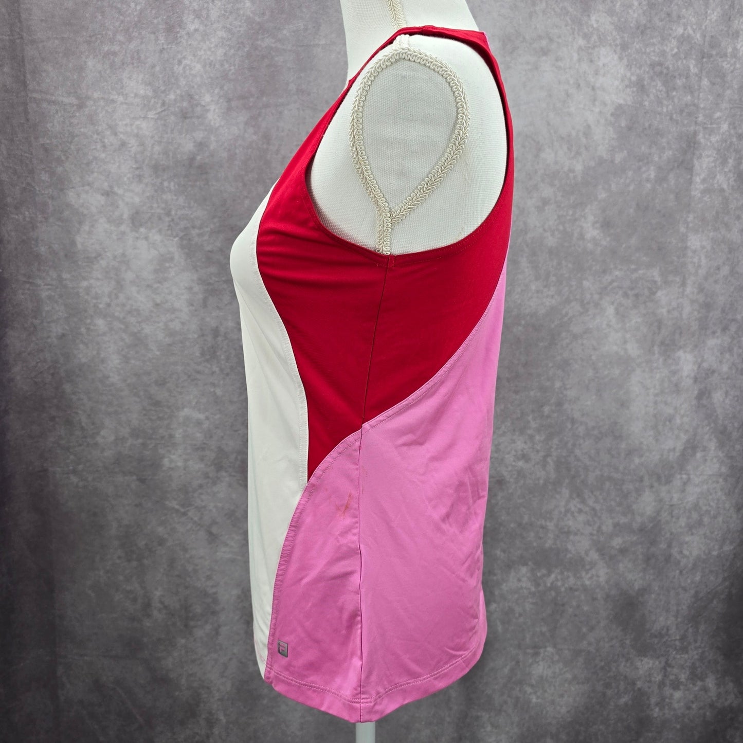 Fila White Red Pink Muscle Tee Tank Sleeveless Activewear Sportswear Top Small
