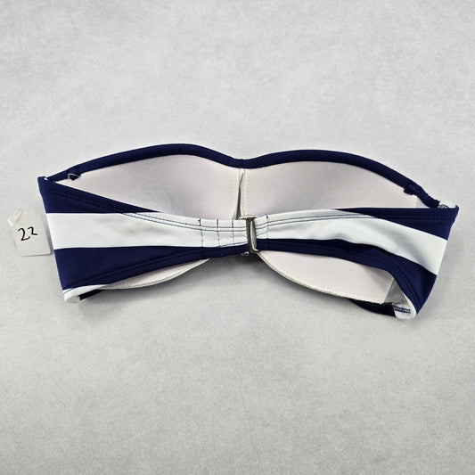 Mossimo Blue Stripe Bandeau Padded Sports Beach Bikini Bralette Swim Top S Small