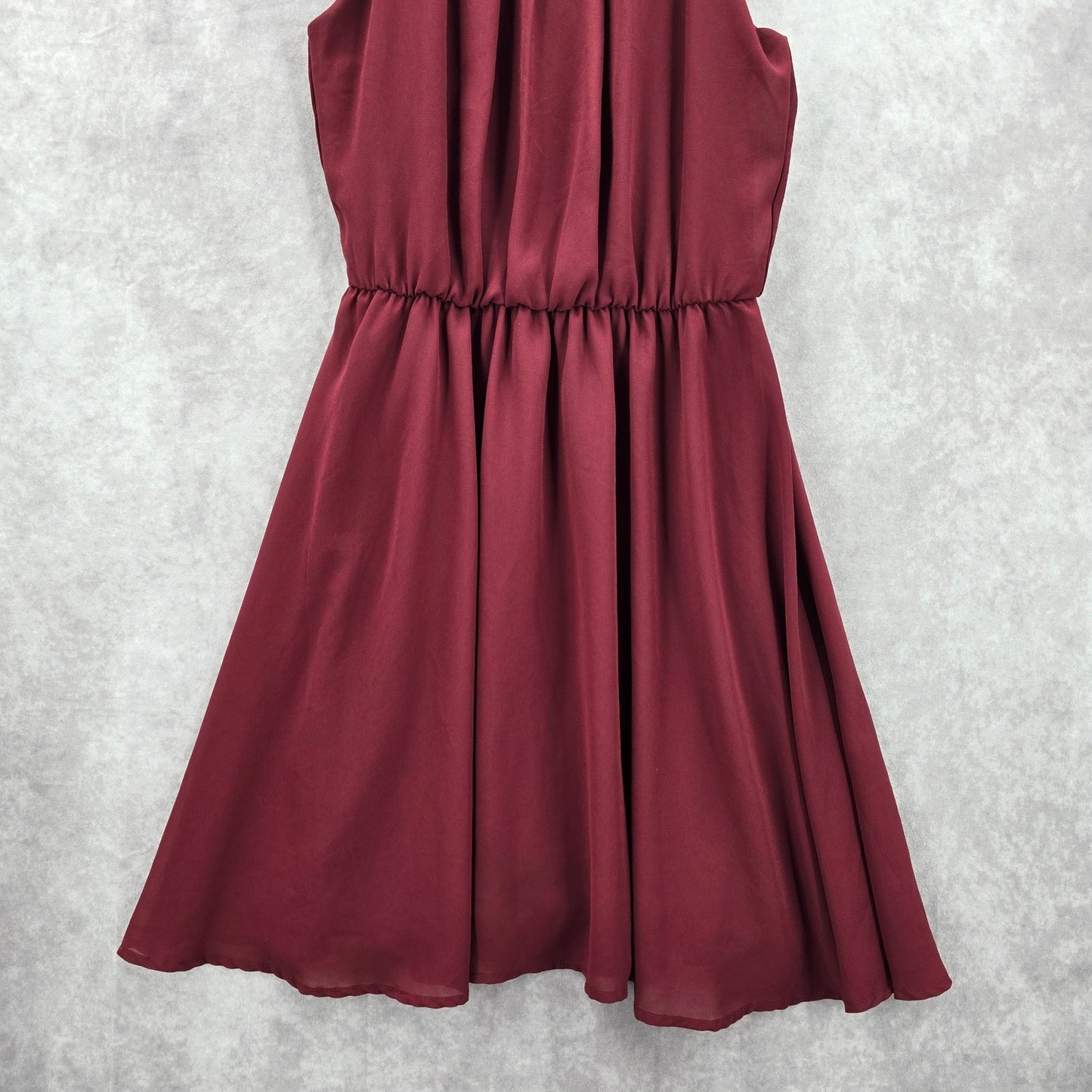 Lush Red Burgundy Sleeveless Pleat Flare Formal Dress Medium