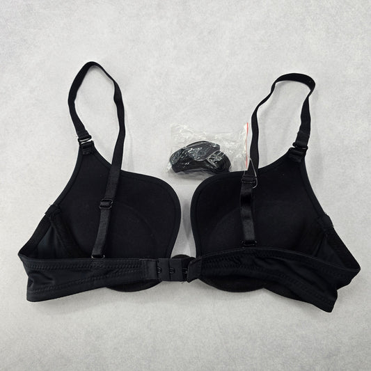 Black Padded Wired Push Up Plunge Bra Bikini Bralette Swim Top 34B