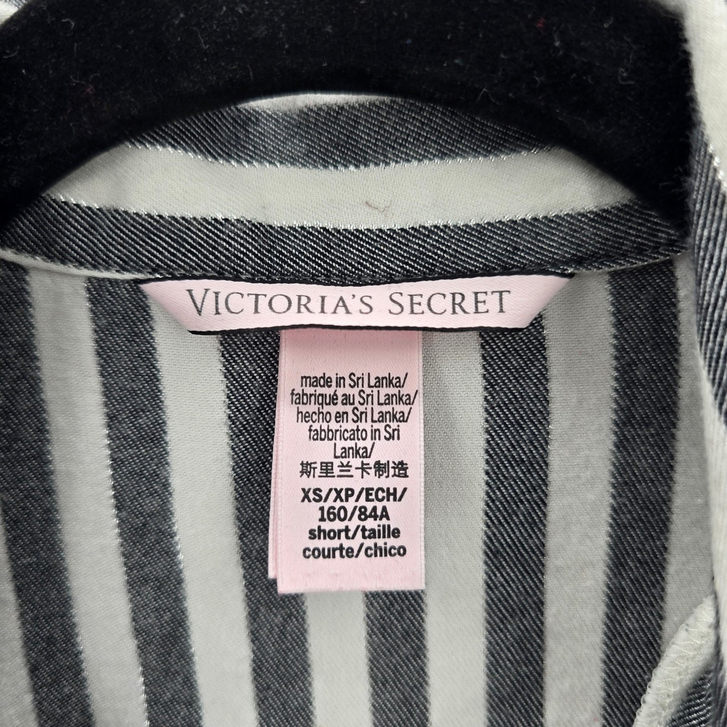 Victoria Secrets Gray White Striped Top Pant Pajama Set Extra Small XS