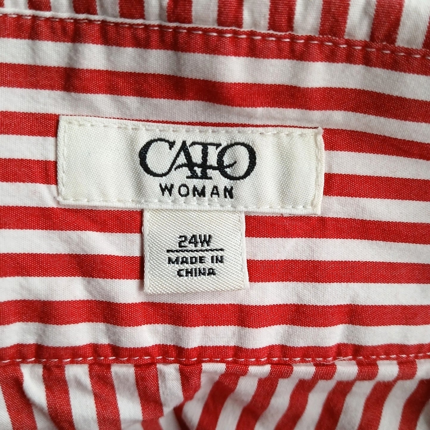 Cato Red White Stripe Knee Length Short Flare Pleat Skirt Plus Size 24W