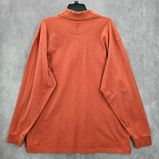 Ashworth EzTech Orange Long Sleeve Polo Cotton Pullover Sweater XL Extra Large