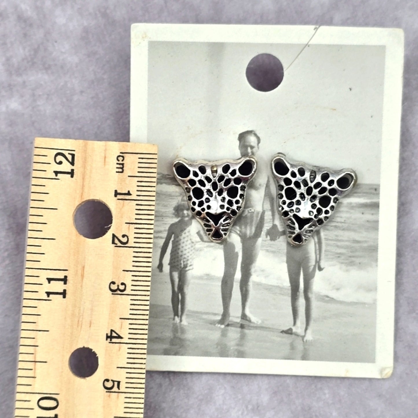 Tiger Silver Black Stud Sparkle Gem Earrings Fashion Jewelry NWT JB2-85