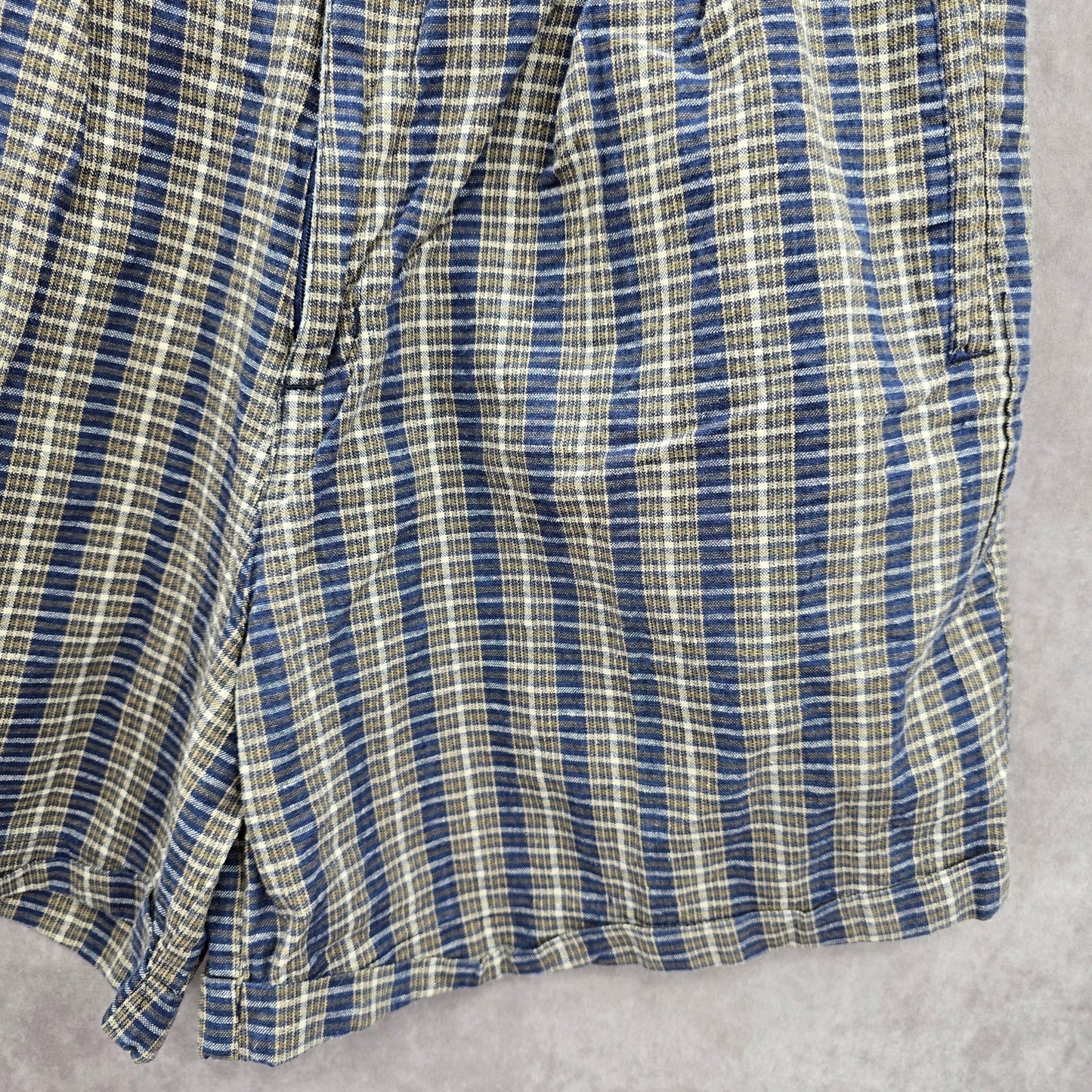 Separate Issue Blue Plaid Stripe Bermuda Pleated Bottoms Pants Shorts Plus 15/16