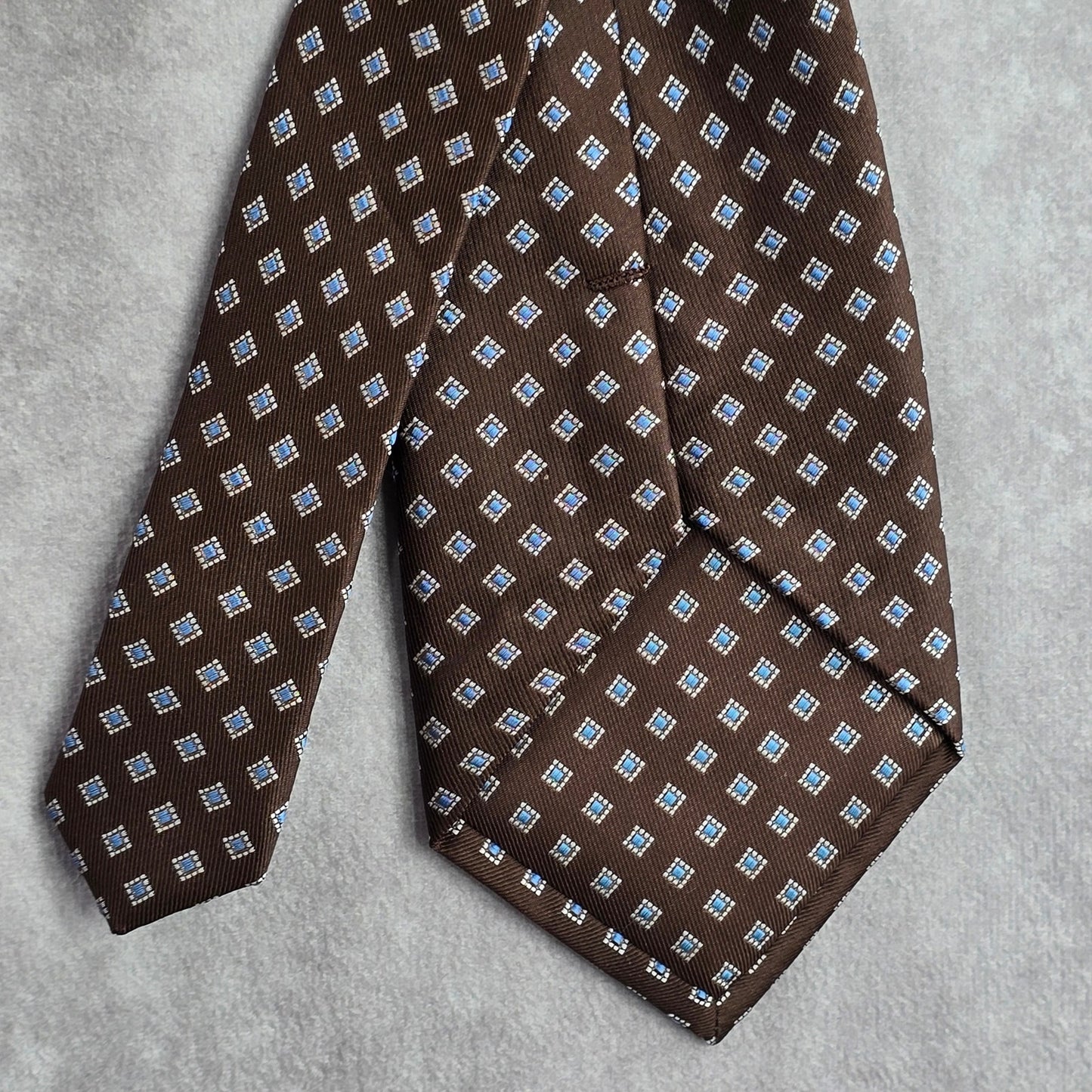 Beau Brummel Brown Diamond Polka Dot Geometric Executive Silk Neck Tie Men's
