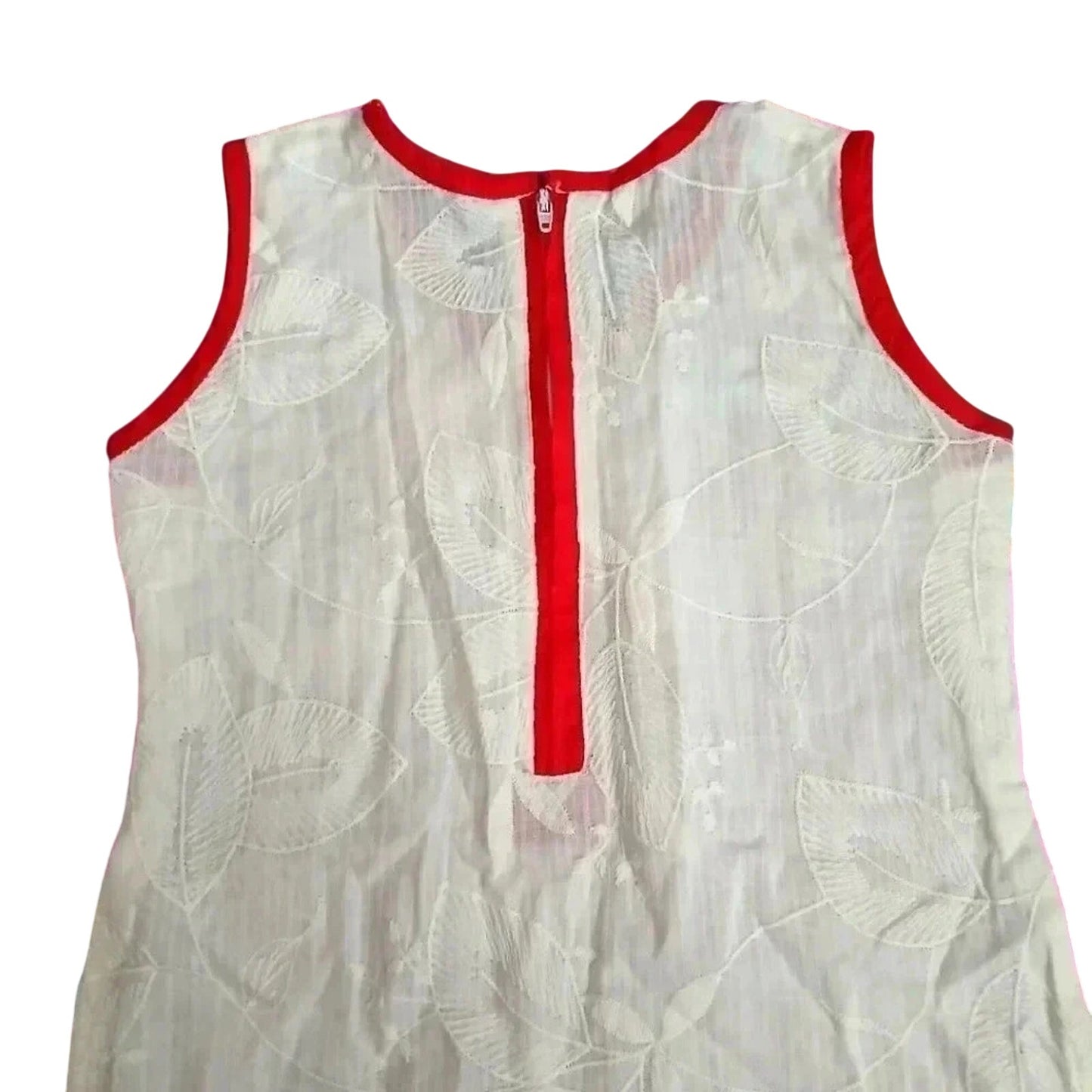 White Red Floral Stitch Sleeveless Tunic Cotton Top Zipper Girls Toddler 2T