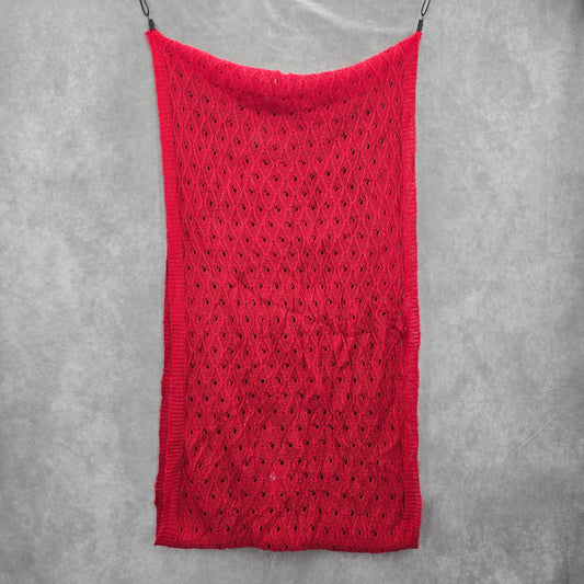 Red Cable Knit Y2K Oversized Long 90s Cottage Romantic Infinity Scarf OS