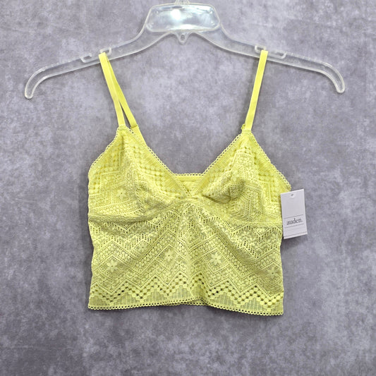 Yellow Lace Crop Y2K Auden Unlined Long Line Plunge Tank Top Bralette Small