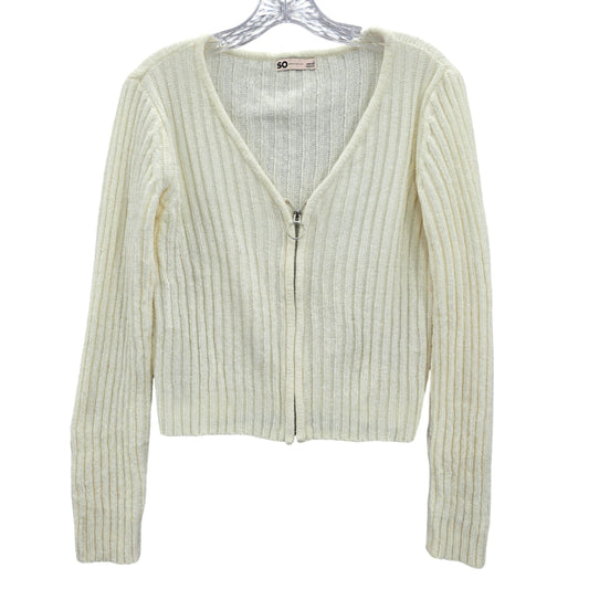 Sonoma Good For Life White Ribbed Zip Cardigan Sweater Large