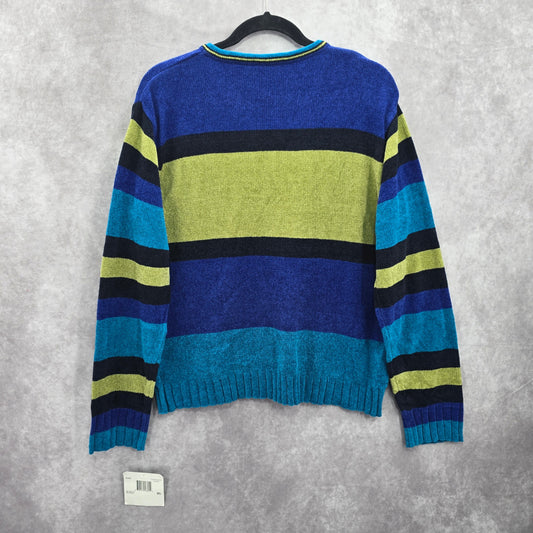 Erika & Co Multicolor Block Stripe Electric Cozy Rockstar Preppy Pullover Sweater XL