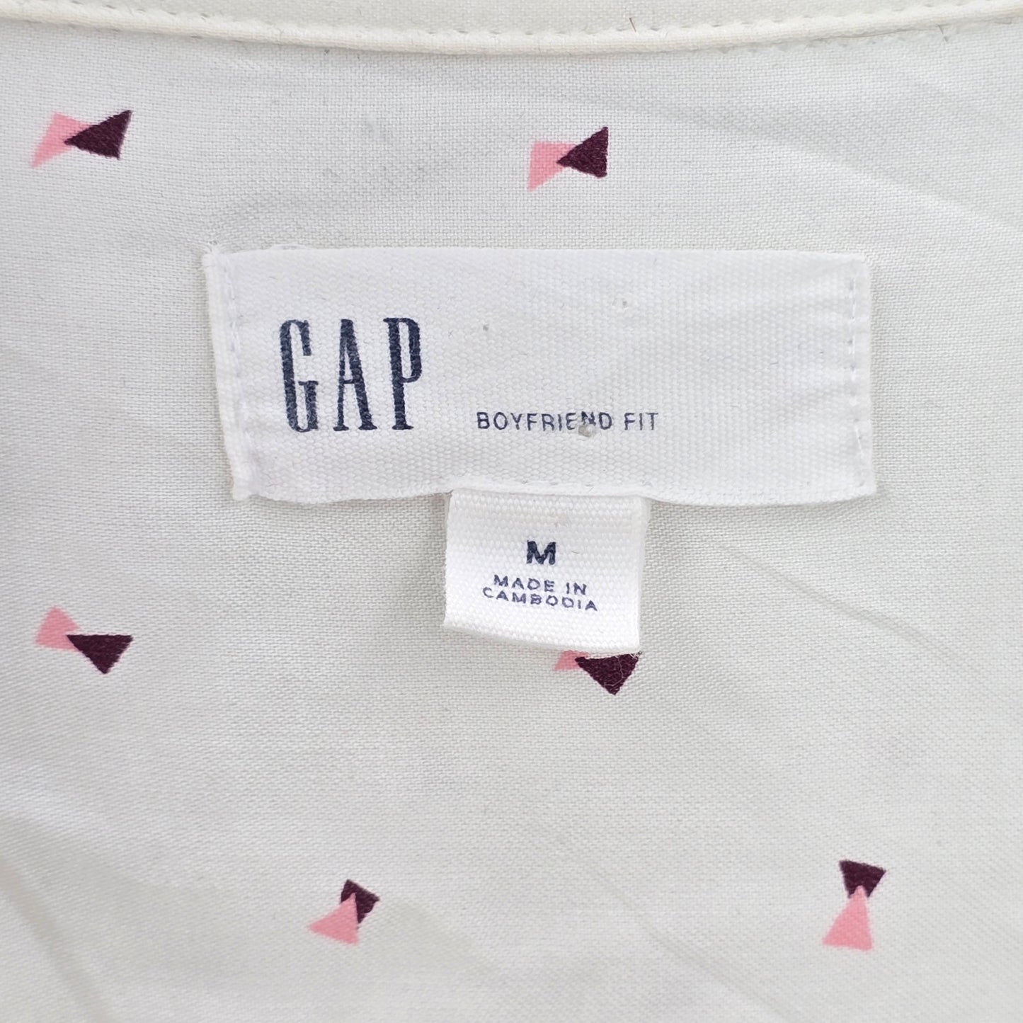 Gap Boyfriend Fit White Y2K Geometric Button Down Shirt Top Office Preppy Medium