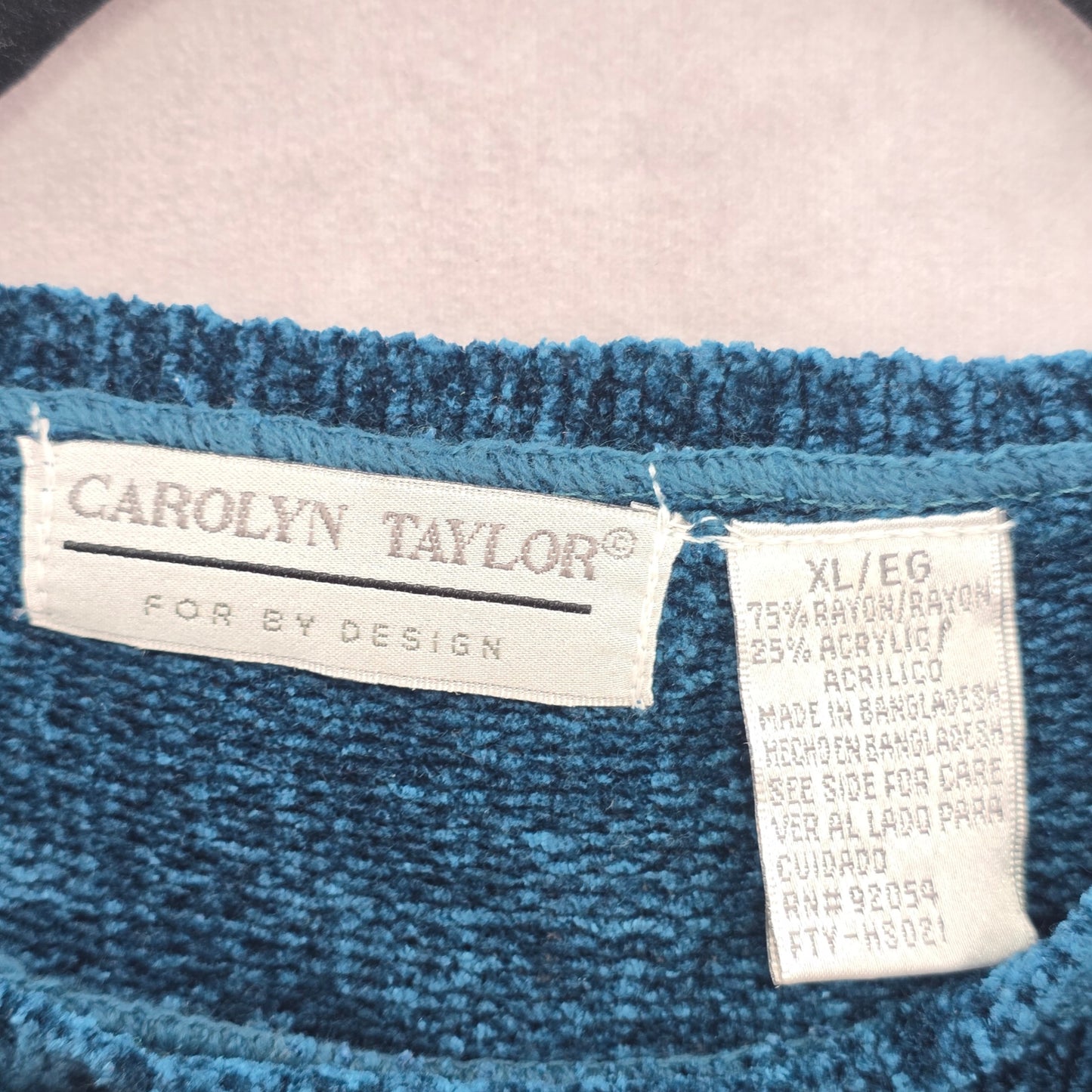 Carolyn Taylor Green Chenille Granny Artsy Cozy Electric Preppy Sweater Top XL