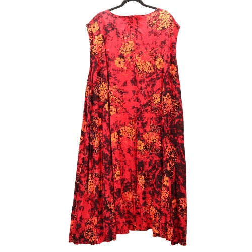 BBW Boutique Red Floral Maxi Hawaiian Y2K Vintage Vacation Flare Summer Plus Dress 5XL/6XL
