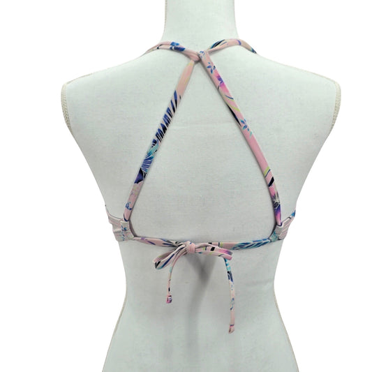 Floral Pink Y2K Beach Vacation Resort Crisscross Shade & Shore Bikini Top 36D