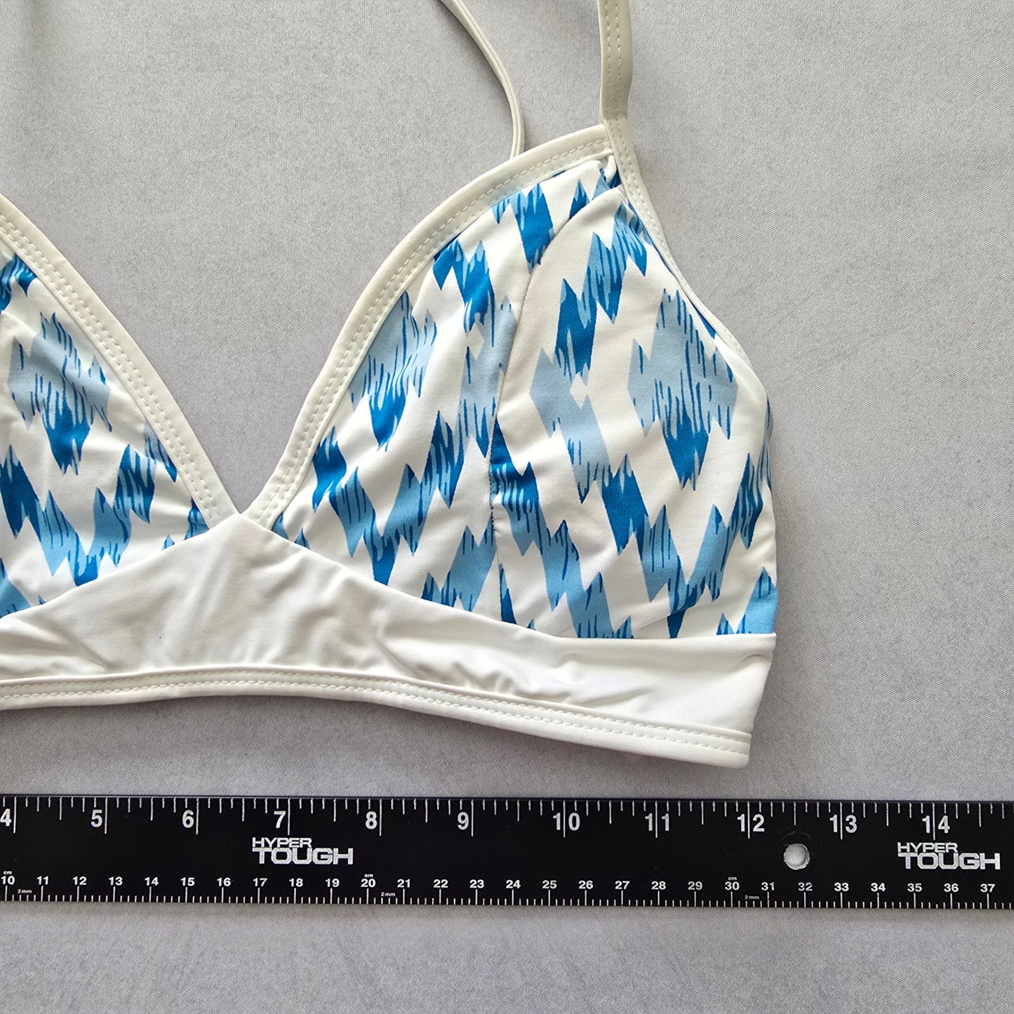 Blue Geometric Y2K Vintage Swimwear Active Beach Vacation Bikini M Top Medium