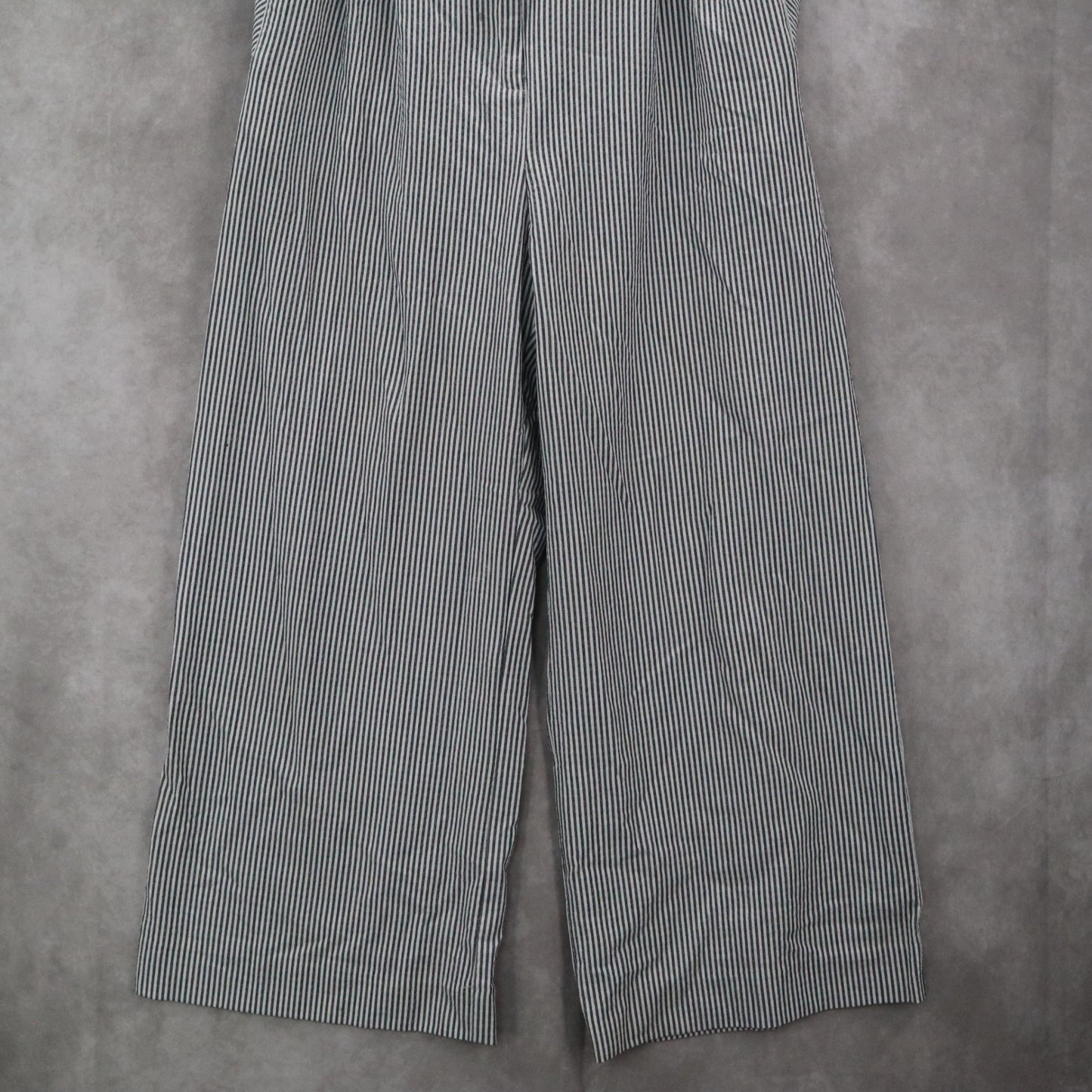 H&M Blue Stripe Wide Leg Boho Pull On Pleated Straight Preppy Trousers Pant 8