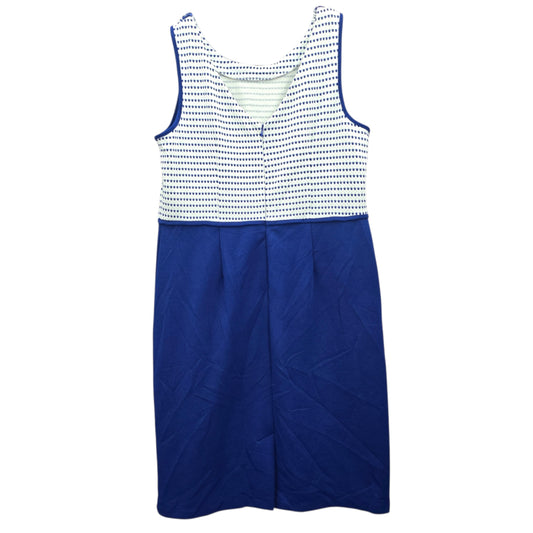 Maya Brooke Blue Midi Office Sequin Beaded Formal Preppy Party Dress Plus 14W