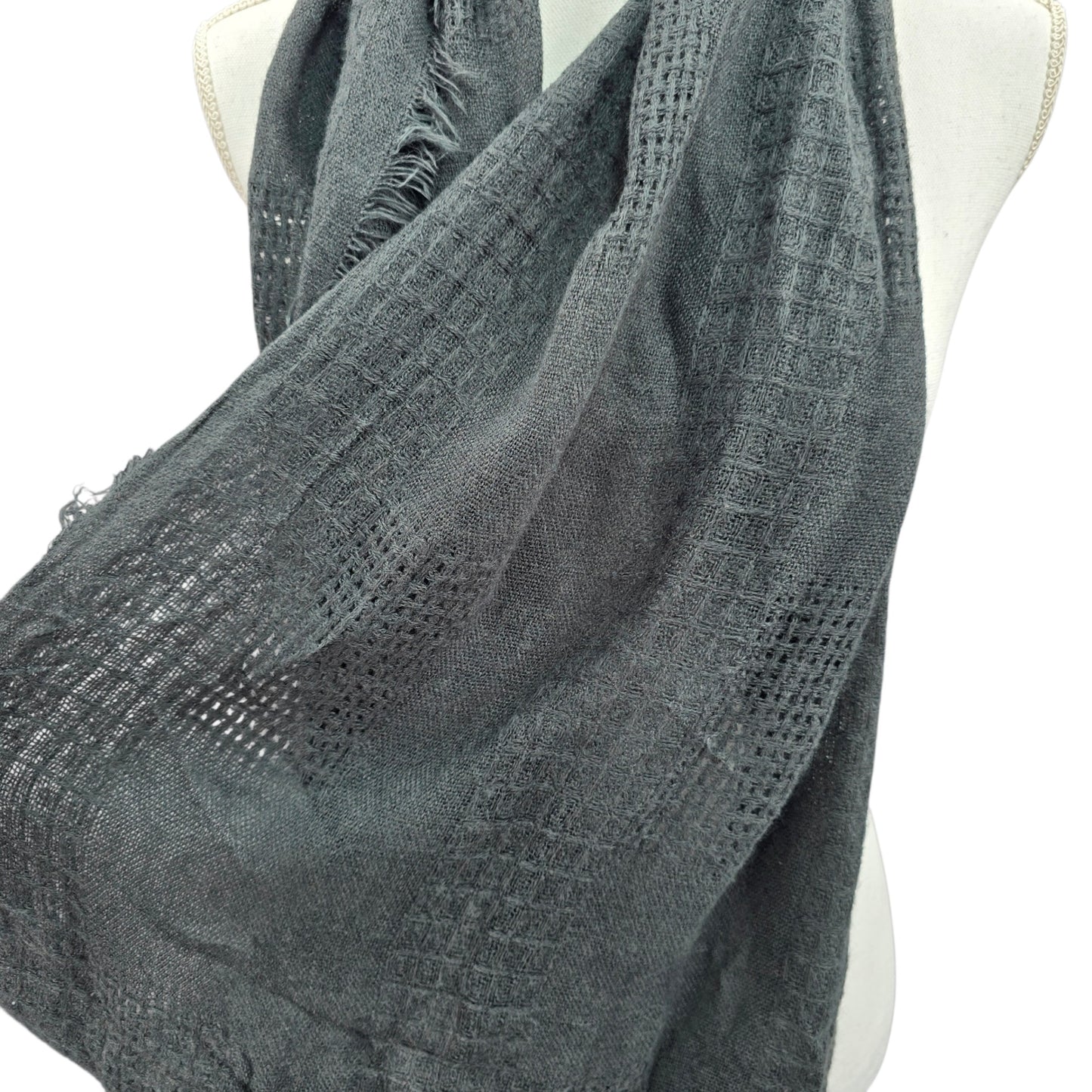 Y2K VTG Cottage Infinity Gray Charcoal Academia Gothic Cozy Wrap Shawl Scarf OS