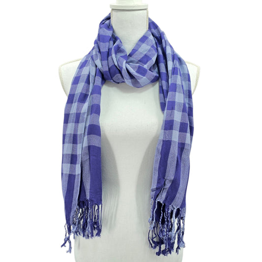 Plaid Y2K VTG Cottage Long Fringe Academia Tartan Cozy Wrap Shawl Scarf OS