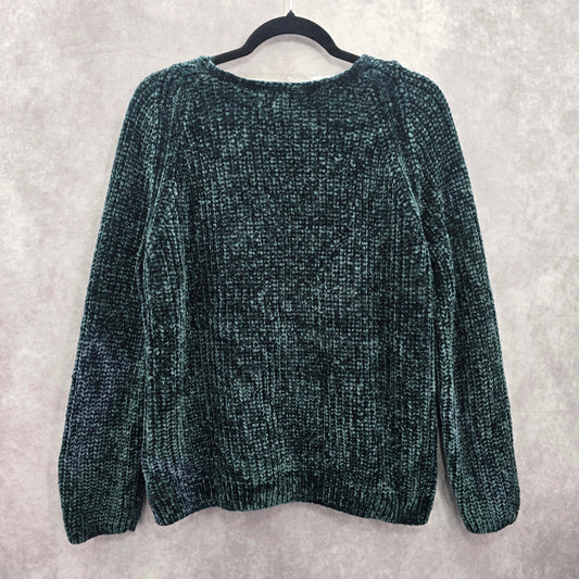 A New Day Green Chenille Cozy Electric Chunky Boxy Granny Pullover Sweater XL