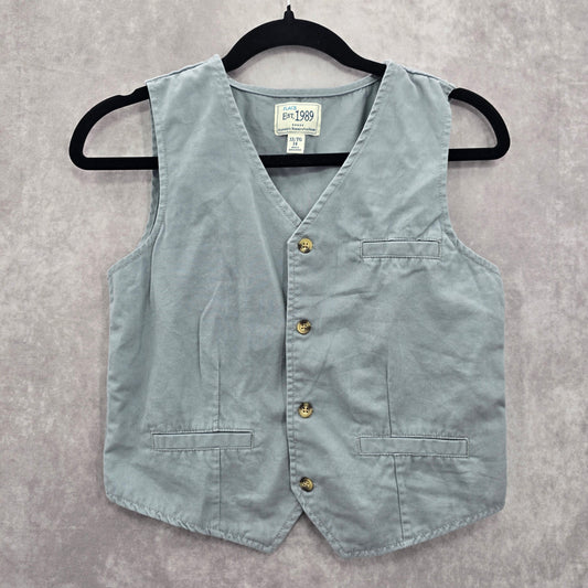 Gray Youth Kids Boys Button Up Formal Y2K Vintage Tuxedo Goth Cotton Vest XL 14