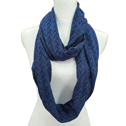 Y2K Vintage Infinity Blue Herringbone Fairy Romantic Whimsy Wrap Shawl Scarf OS