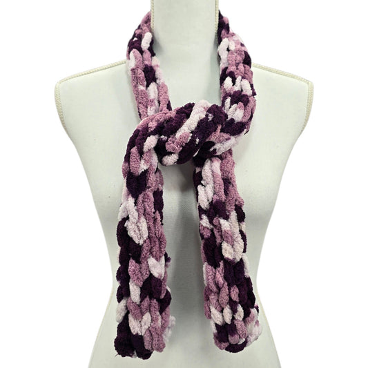 Purple Y2K Vintage Chunky Knitted Cottage Granny Swan Cozy Wrap Shawl Scarf OS