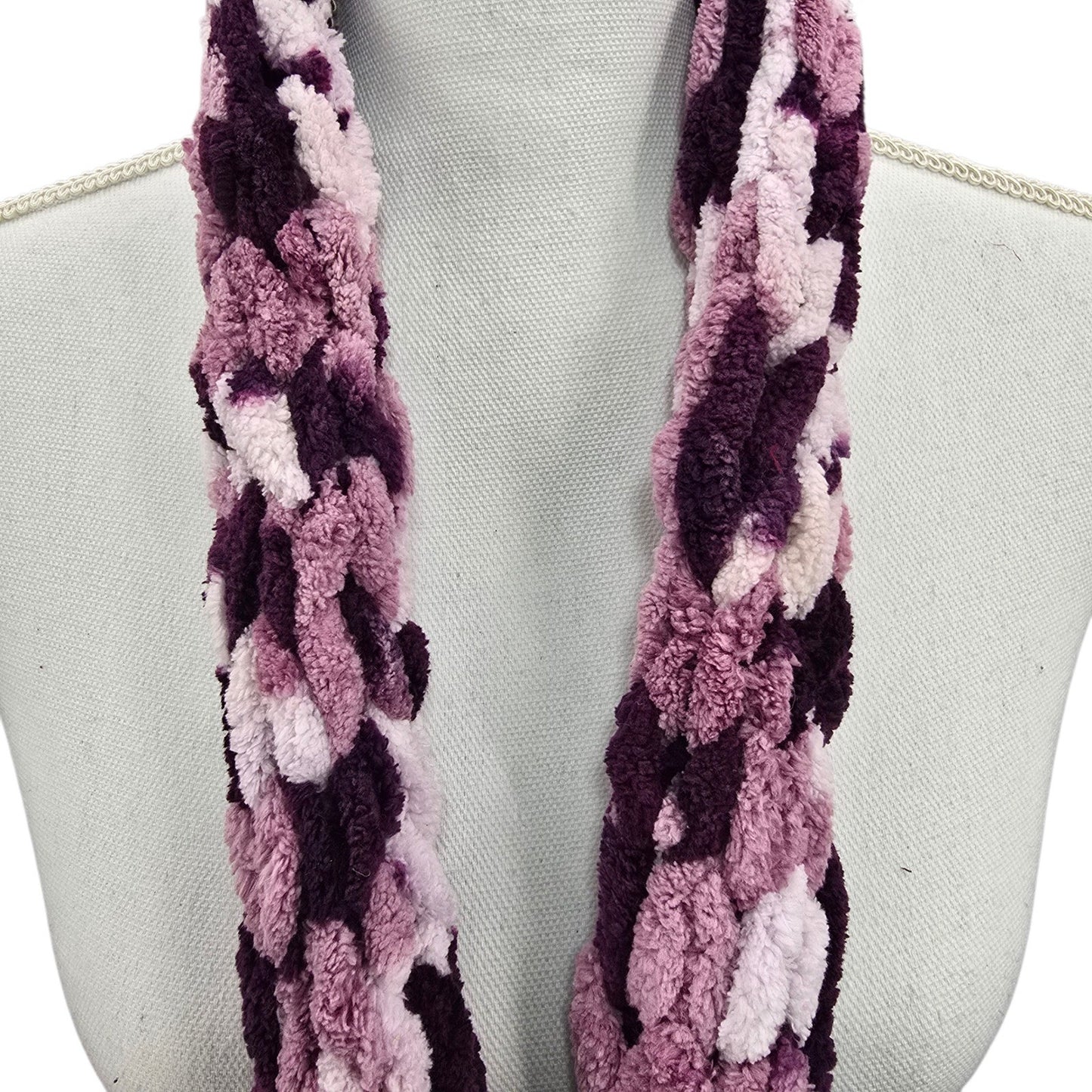 Purple Y2K Vintage Chunky Knitted Cottage Granny Swan Cozy Wrap Shawl Scarf OS