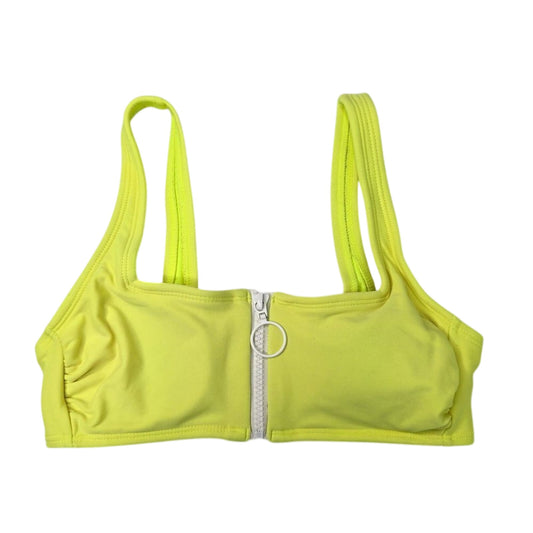 Y2K Green Zipper Mermaid 90s Bikini Top Swimwear Retro Vintage Swimsuit XS
