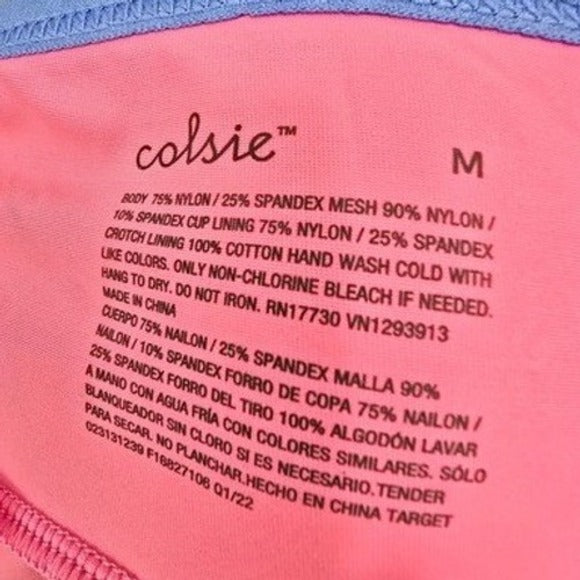 Colsie Pink One Piece Swimsuit Beach Vacation Barbie Cute Sheer Mesh Medium