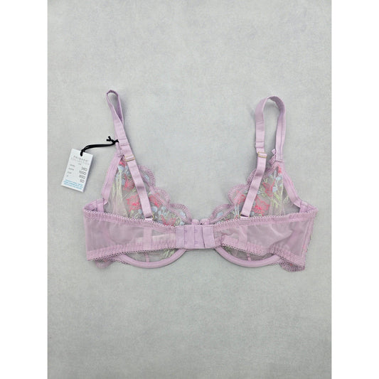 Primark Lavender lace embroidered floral fairy whimsy coquette Wired Bra 38D