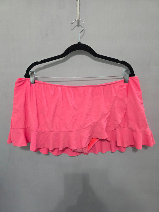 Catalina Pink Ruffle Swimsuit Beach Resort Barbiecore Vacation Mini Skirt XL