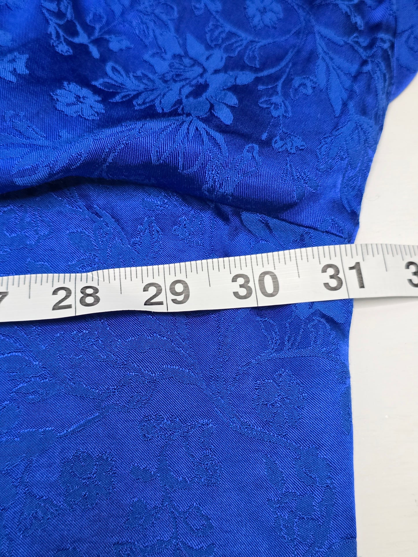 Royal Blue Floral Jacquard Kimono Queen Damask Electric Goth Trench Coat Plus 4X