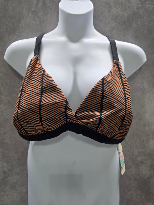 Raisins Black Geometric Bikini Goth Beach Swim Vacation Crisscross Top Plus 24W