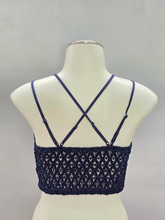 Anemone Navy Blue Romantic Boudoir Bridal Cottage Lingerie Feminine Lace Bra L