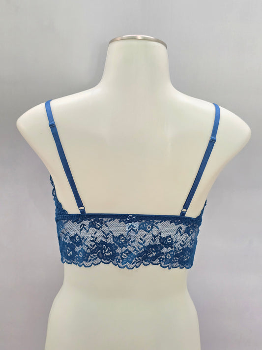 Maidenform Blue Romantic Boudoir Bridal Cottage Lingerie Feminine Lace Bra M