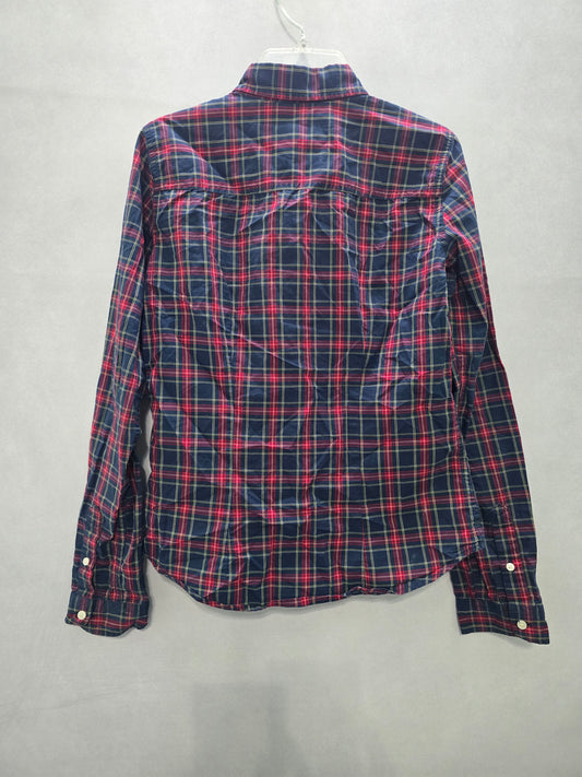 Blue Plaid Button Down Abercrombie & Fitch Long Sleeve Boys Shirt XS